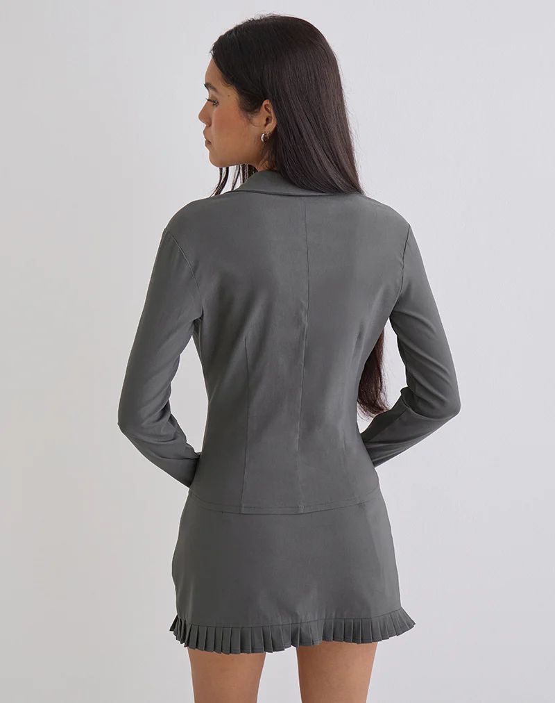 Alika Long Sleeve Top in Tailoring Slate Grey - Image 4
