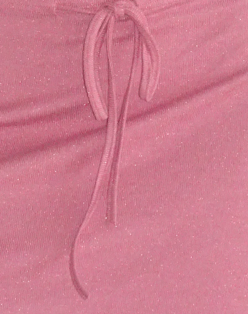 Allea Mini Skirt in Dusky Pink Sheer Knit - Image 5