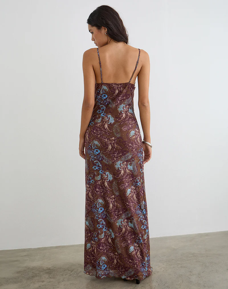 Alnaka Maxi Dress in Feathery Paisley Brown - Image 2