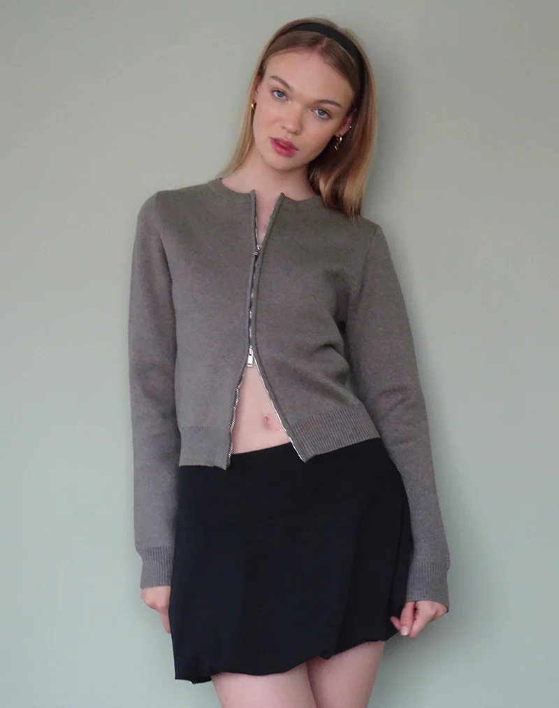 Alniyat Long Sleeve Cardi in Charcoal Grey - Image 2