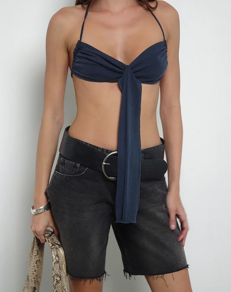 Alohi Tie Bralette in Cupro Ocean Storm - Image 5
