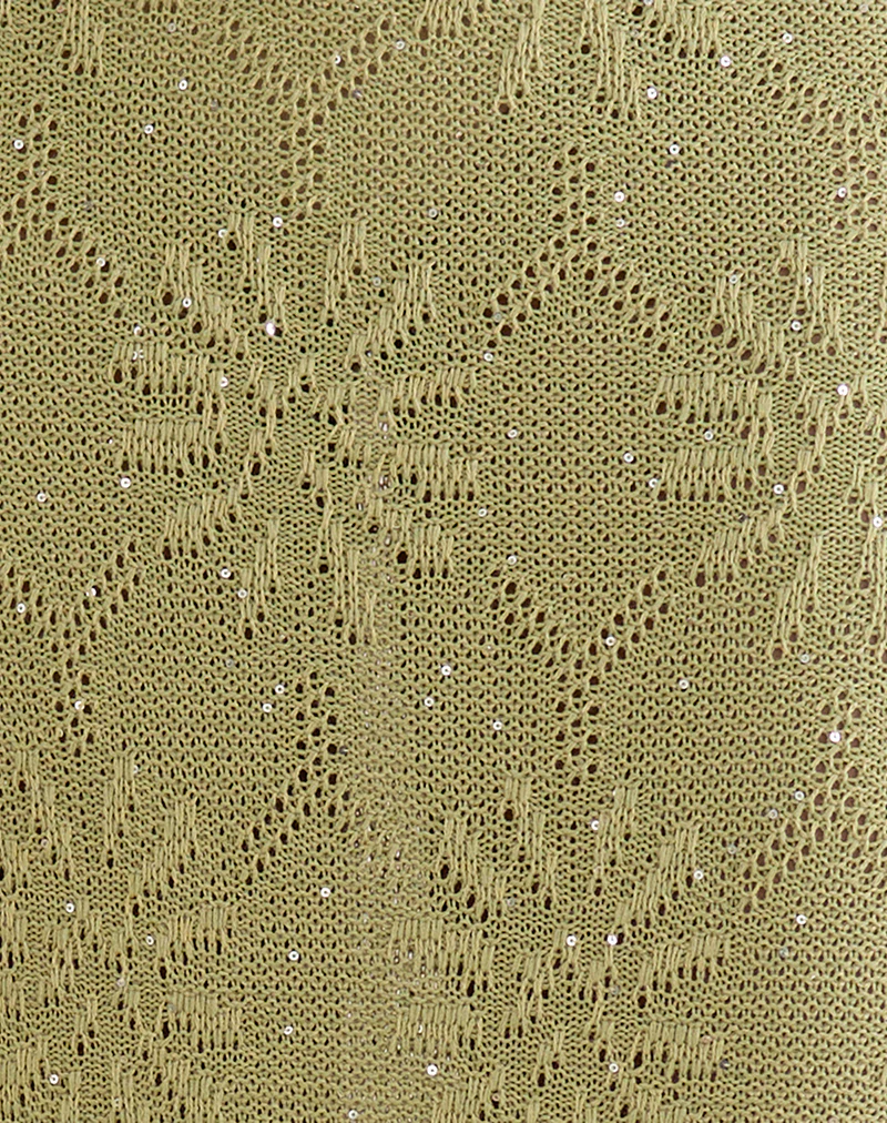 Aloria Maxi Skirt in Sequin Knit Green - Image 6