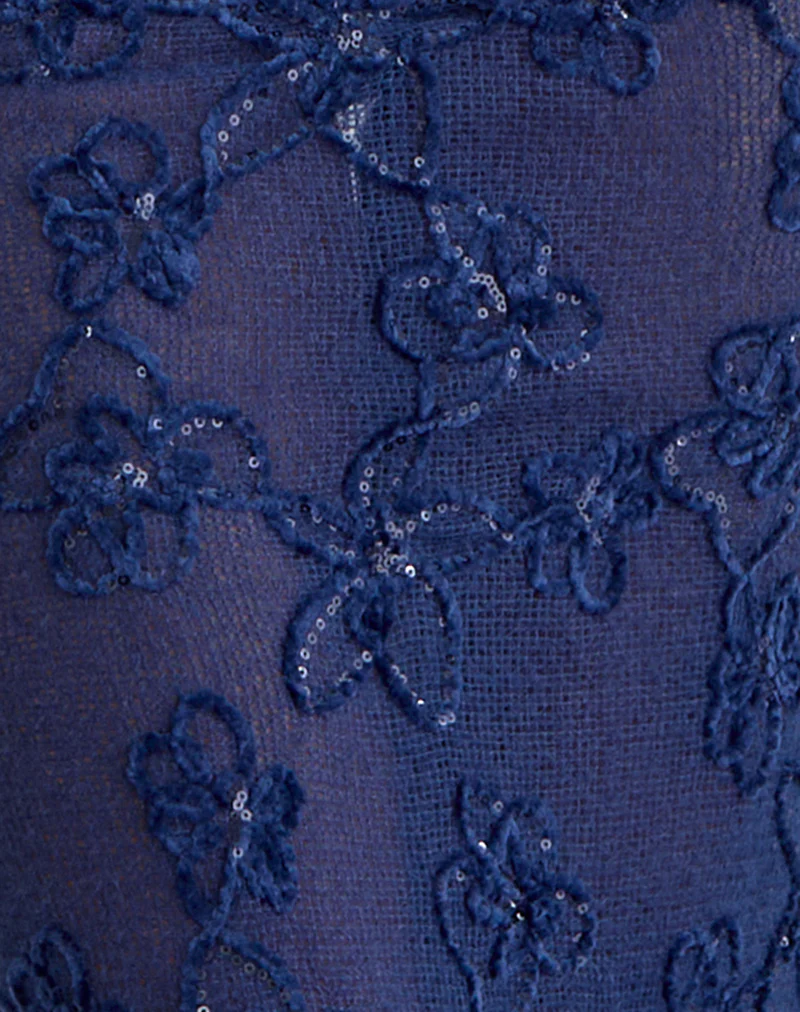 Alphia Maxi Skirt in Sequin Knit Navy - Image 5