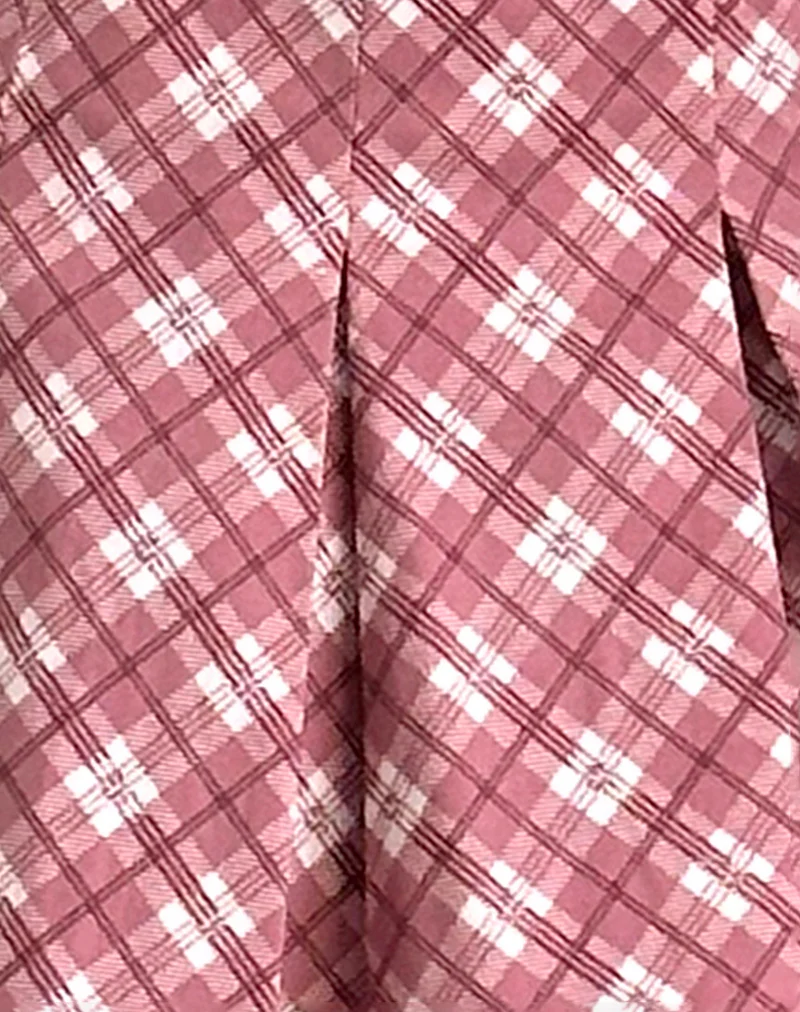 Alula Pleated Mini Skirt in Pink Tartan - Image 7