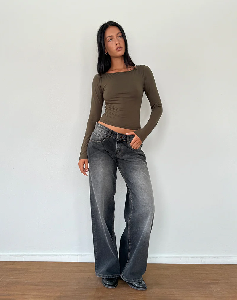 Amabon Long Sleeve Top in Olive - Image 4