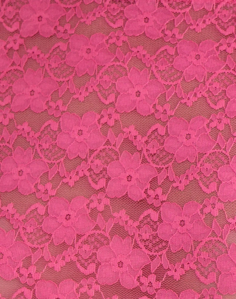 Amabon Long Sleeve Top in Lace Hot Pink - Image 5