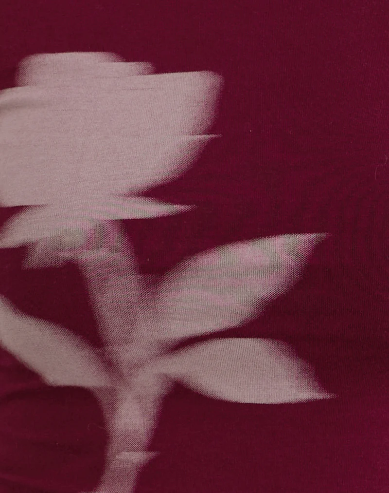 Amabon Long Sleeve Top in Burgundy Blurred Rose - Image 7