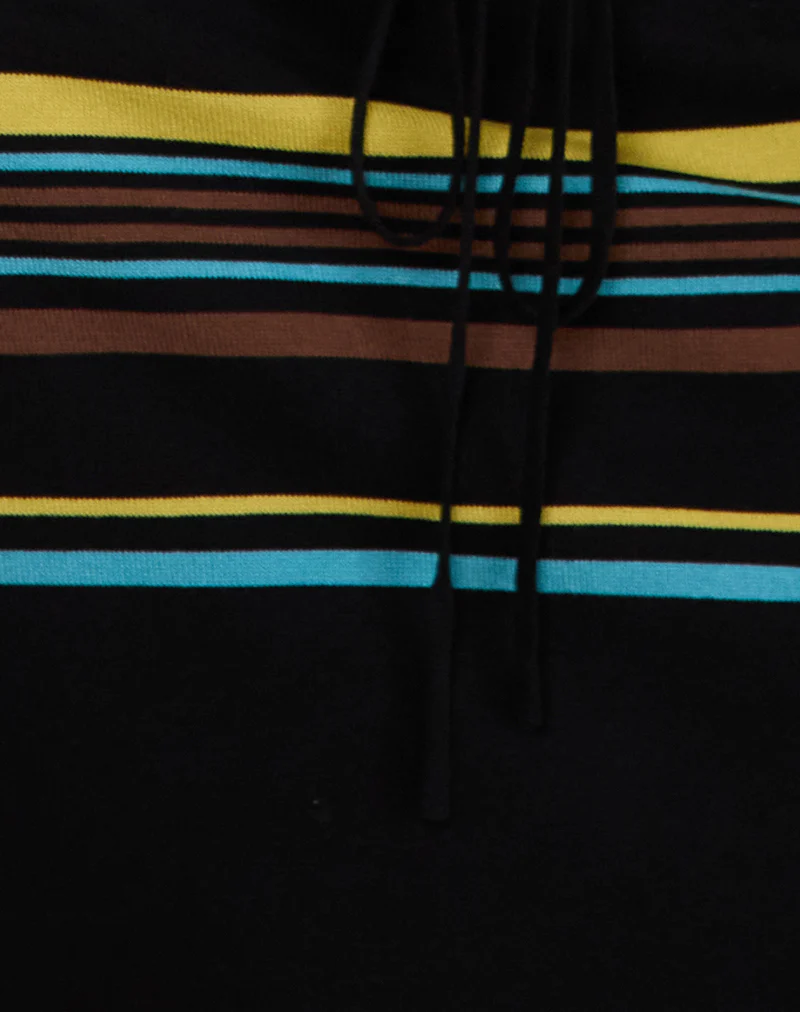 Amalia Midi Skirt in Black with Brown and Blue Stripes - Image 5