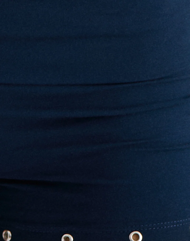 Amane Foldover Short in Rayon Jersey Navy - Image 6