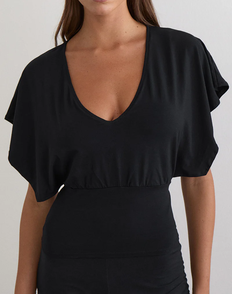 Amarata Batwing Top in Rayon Jersey Black - Image 2