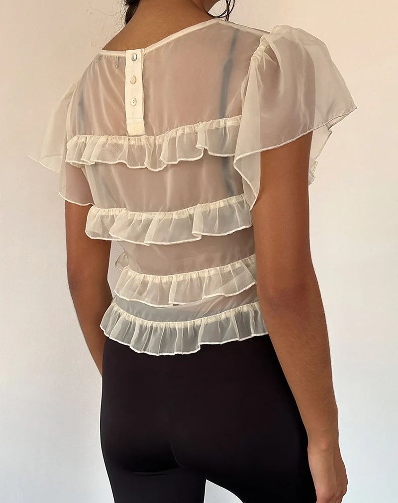 Amarissa Ruffle Top in Ivory Chiffon - Image 5