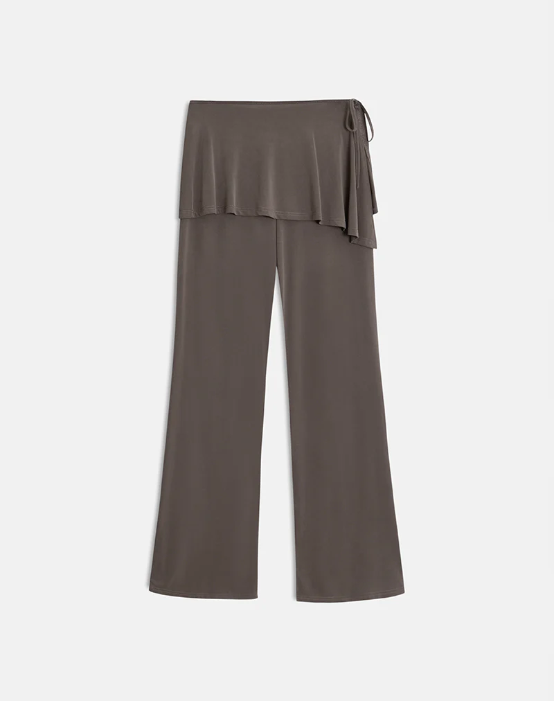 Amata Trouser Skirt in Cupro Dark Brown - Image 6