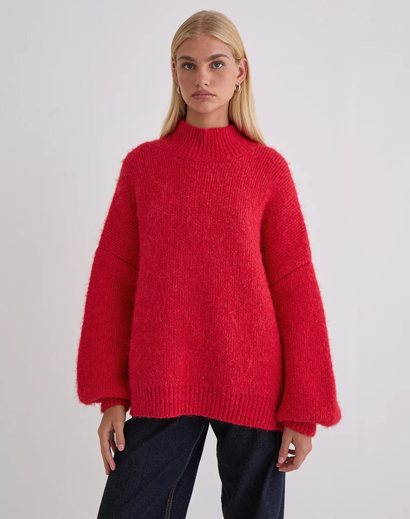 Amato Oversized Jumper in Red - Image 2
