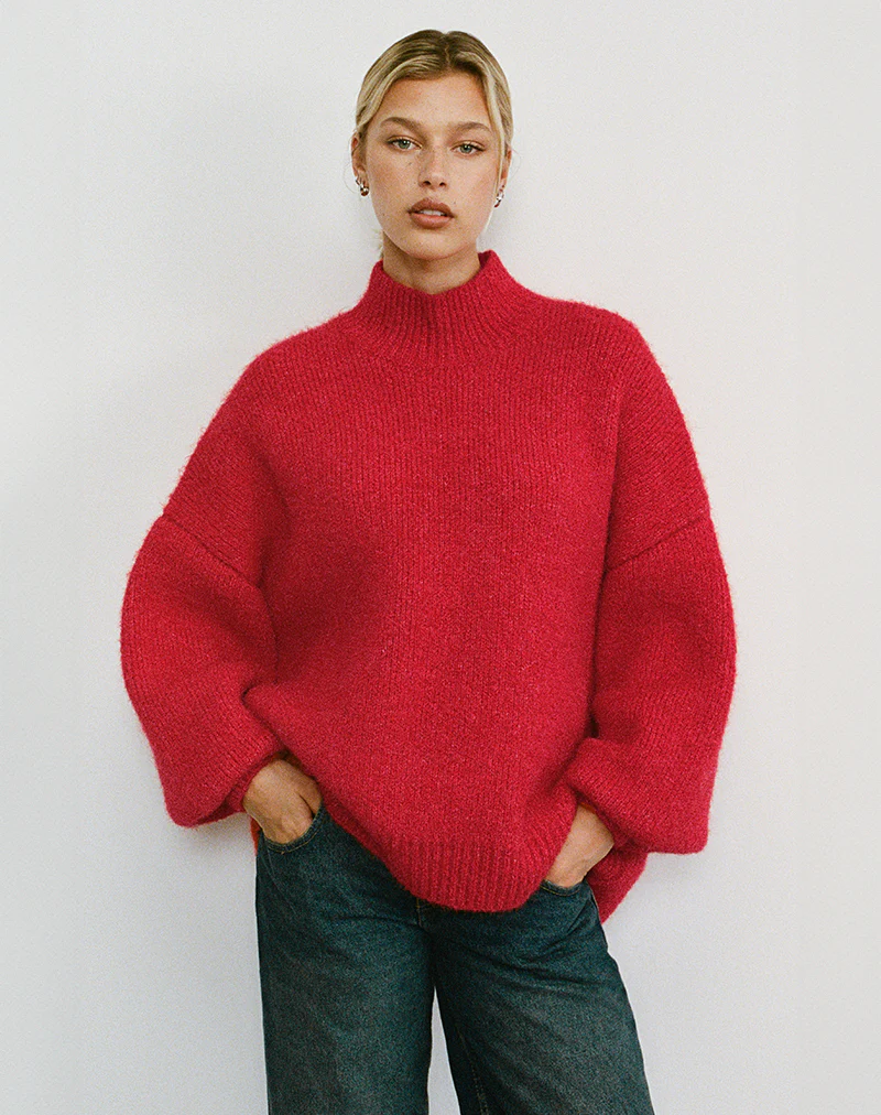 Amato Oversized Jumper in Red - Image 5