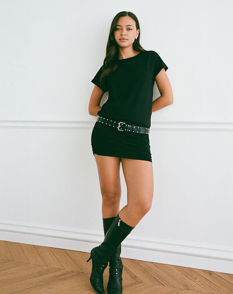 Amelina Backless Mini Dress in Black - Image 5