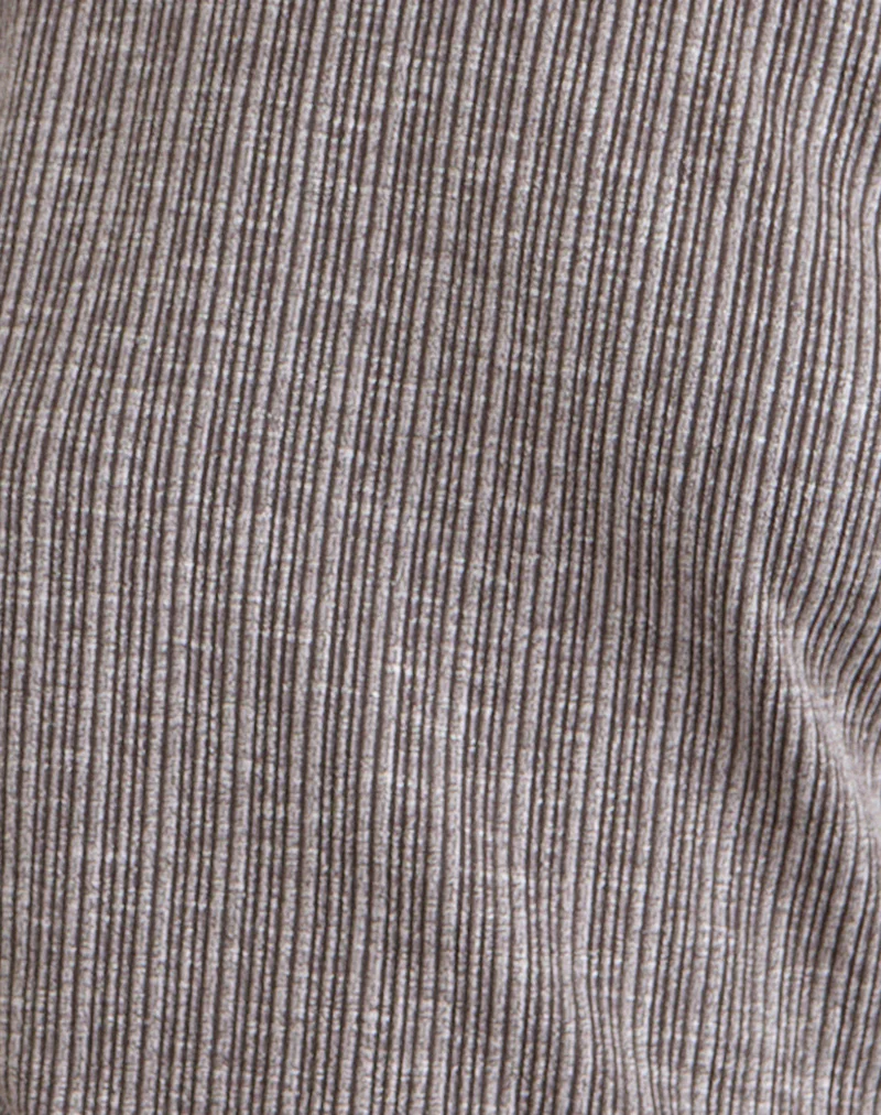 Amelita Mini Dress in Rib Knit Brown Grey - Image 7