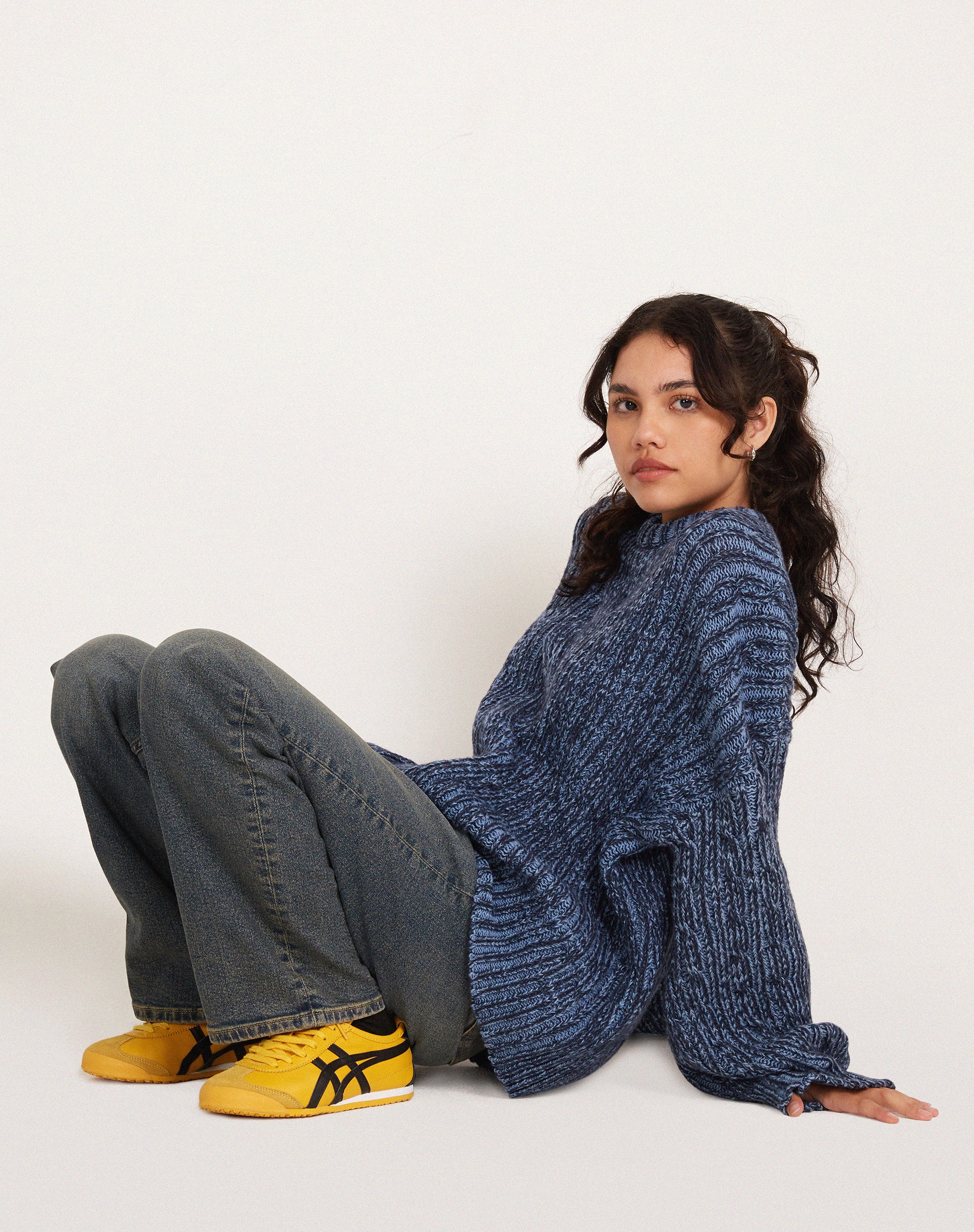 Amieta Knitted Jumper in Two Tone Blue - Image 4