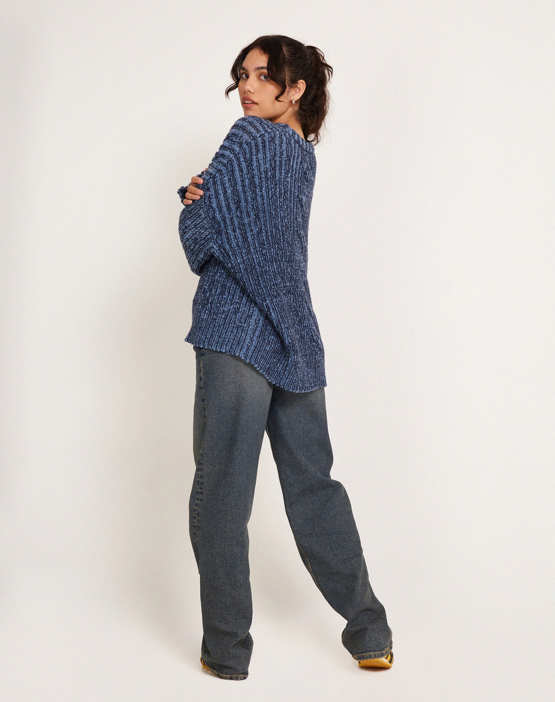 Amieta Knitted Jumper in Two Tone Blue - Image 5