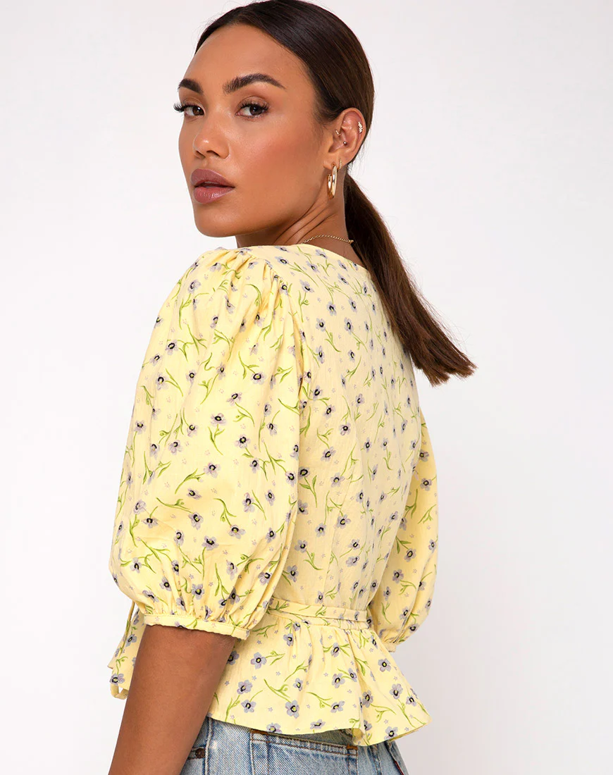 Amiya Top in Wild Flower Lemon Drop - Image 2