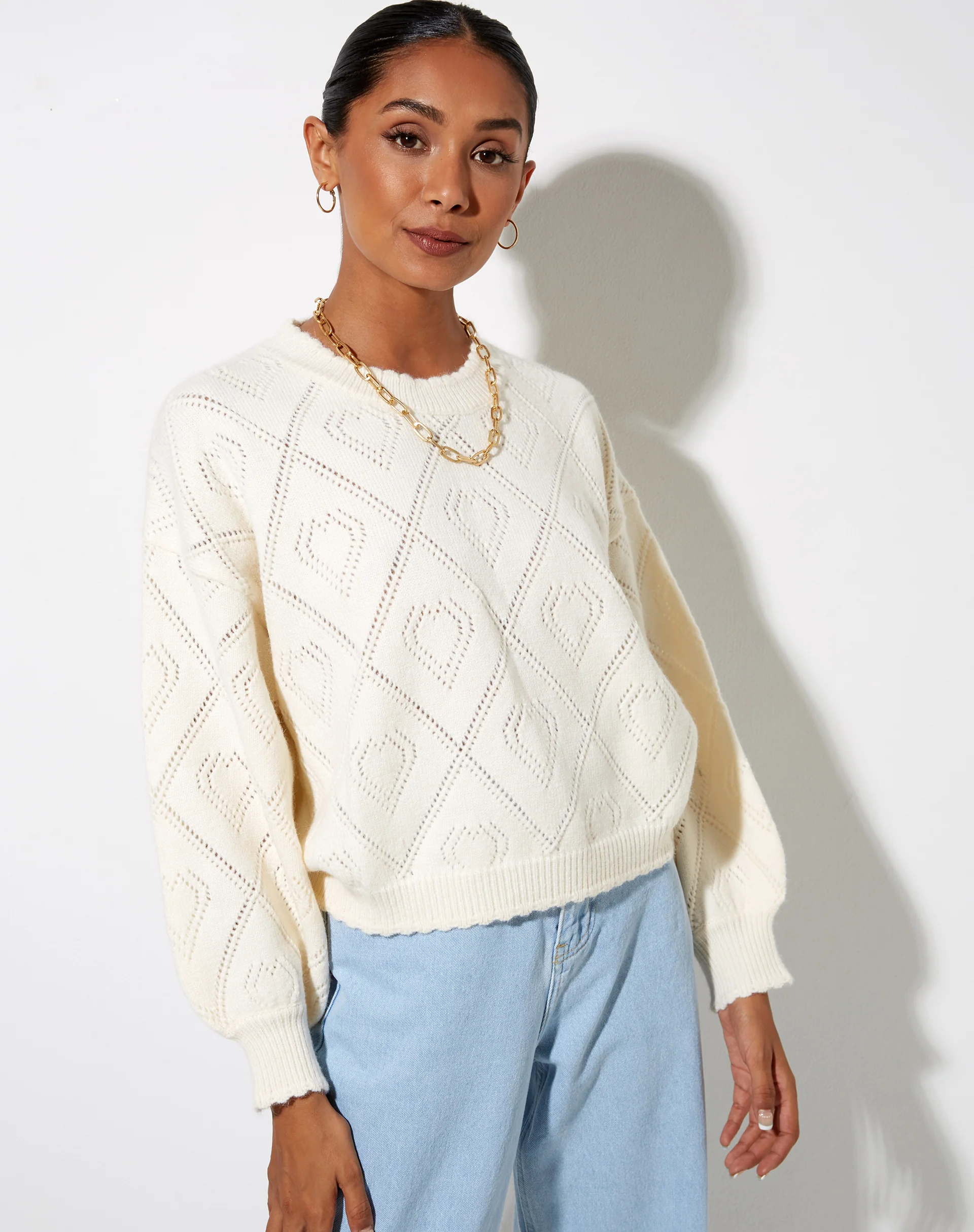 Ammar Jumper in Diamond and Heart Cream - Image 3
