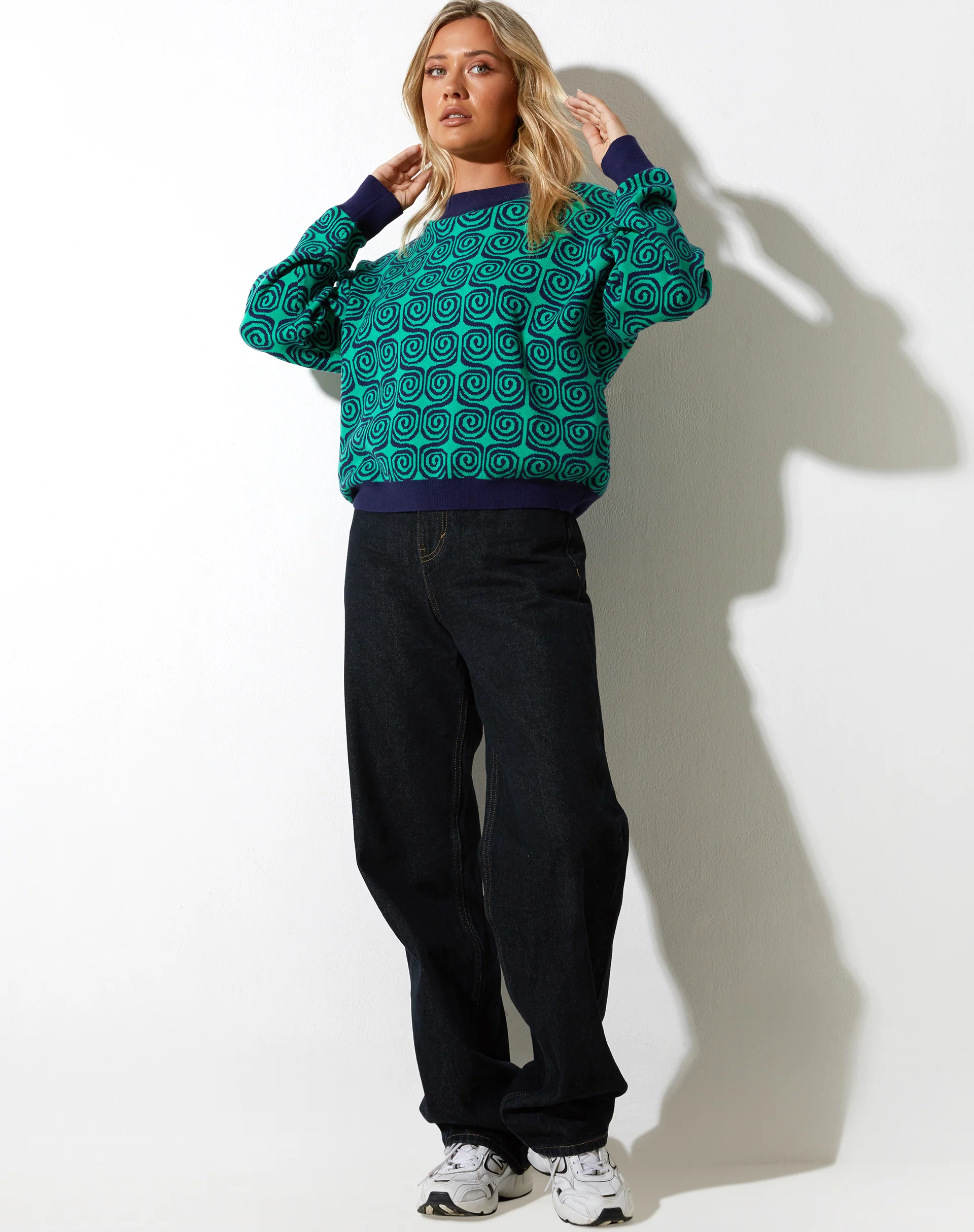 Ammar Jumper in Swirl Green and Blue - Image 3