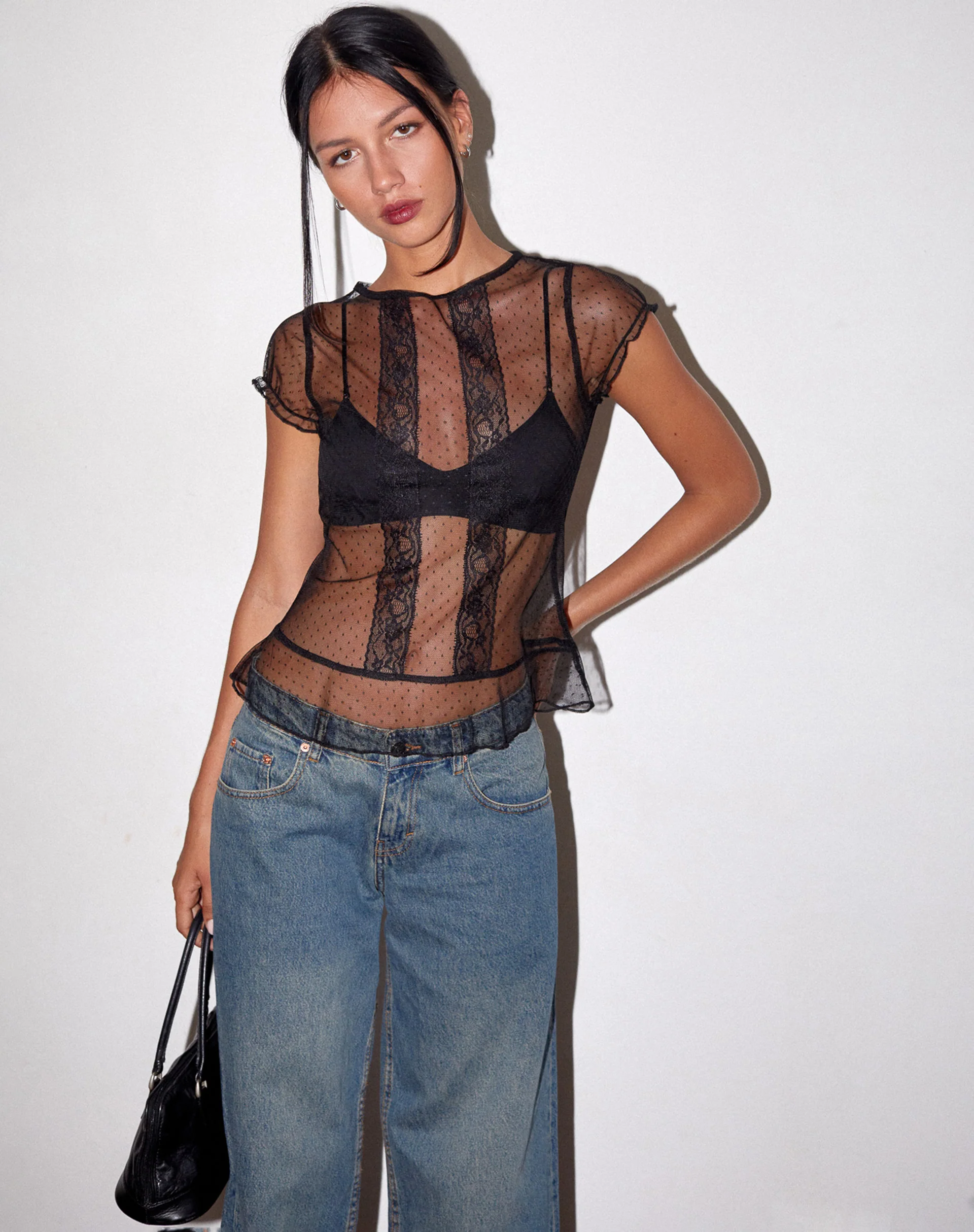 Amrita Unlined Top in Dobby Mesh Black - Image 2