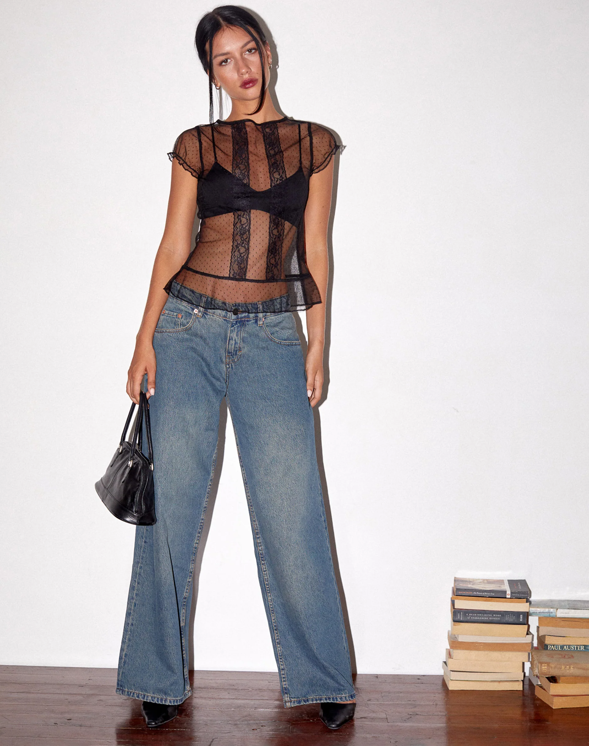 Amrita Unlined Top in Dobby Mesh Black - Image 5