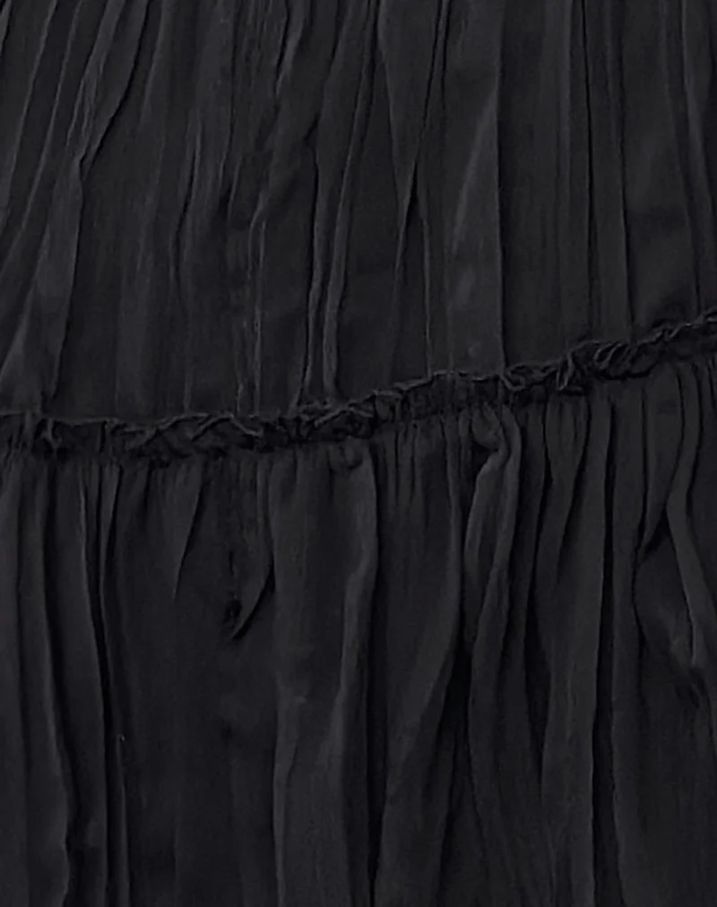 Anahita Tiered Skirt in Chiffon Black - Image 6