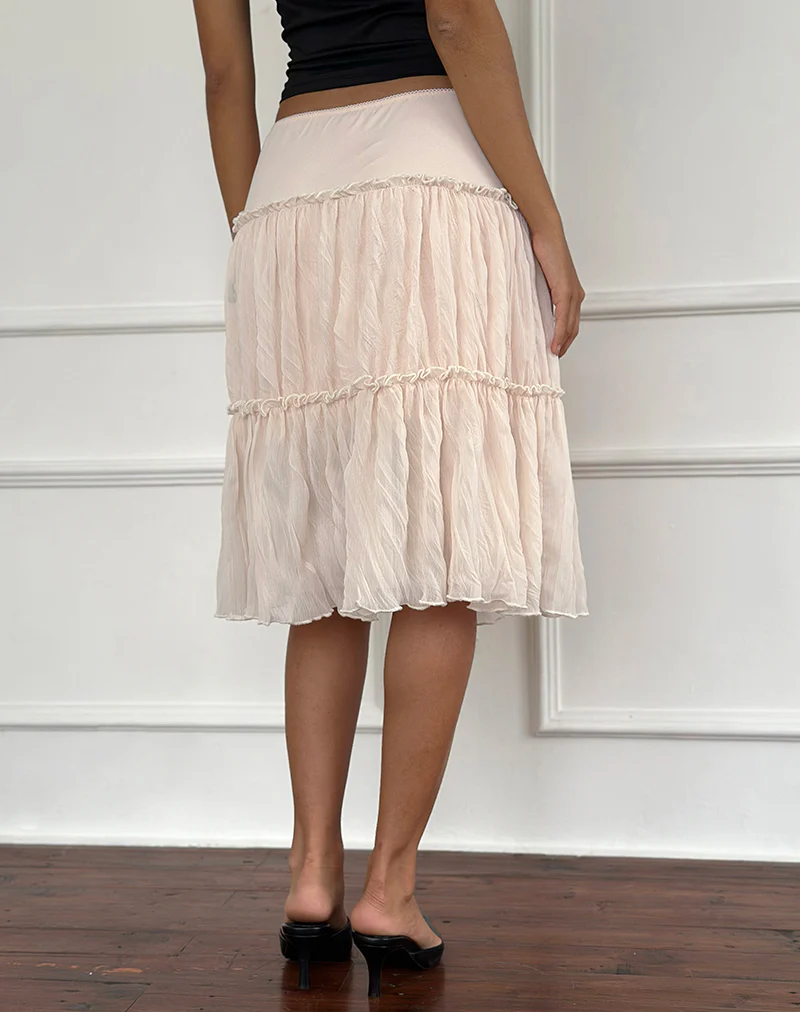 Anahita Tiered Skirt in Chiffon Buttercream - Image 3