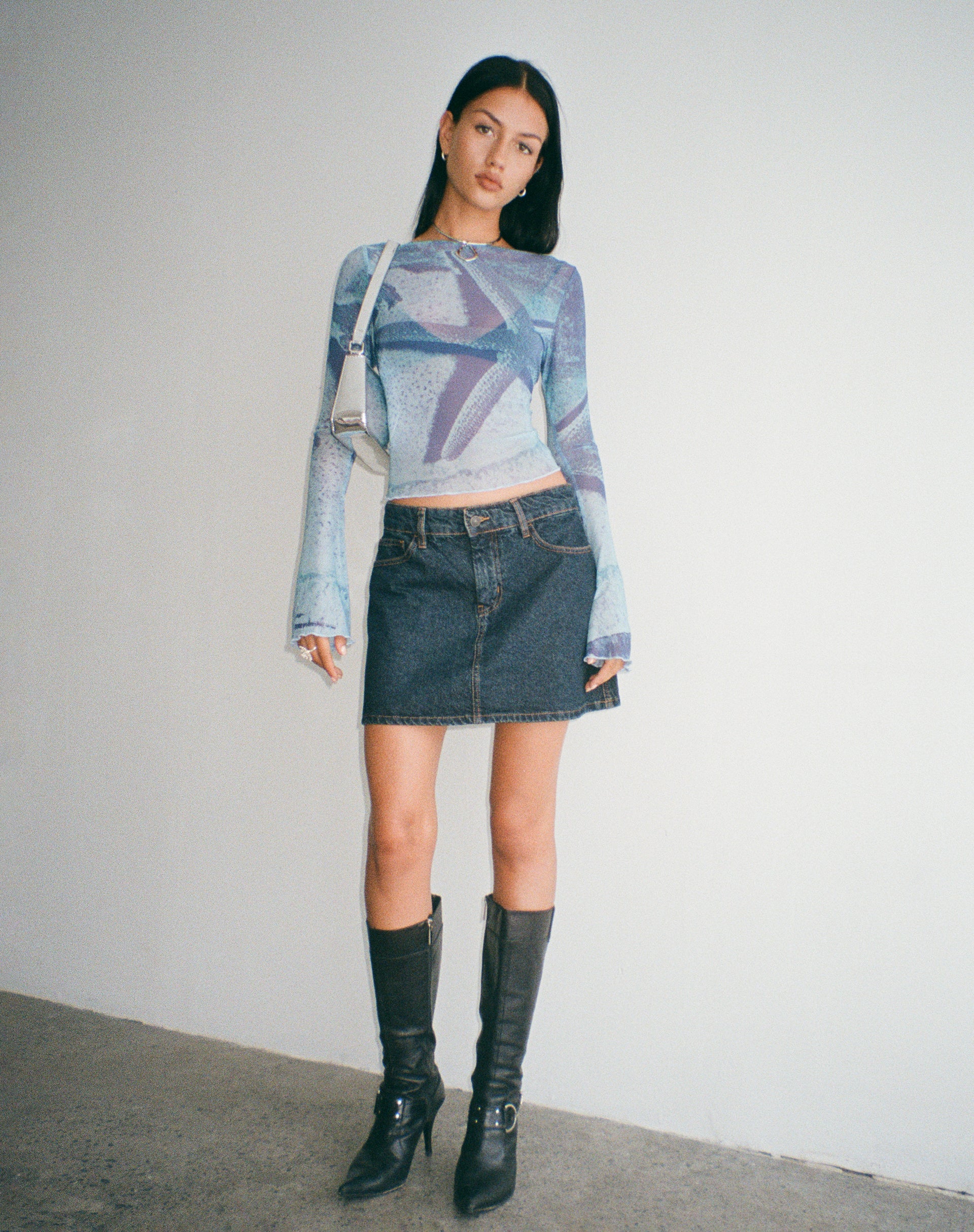 Anchi Mesh Long Sleeve Top in Blue Starfish Photoprint - Image 5