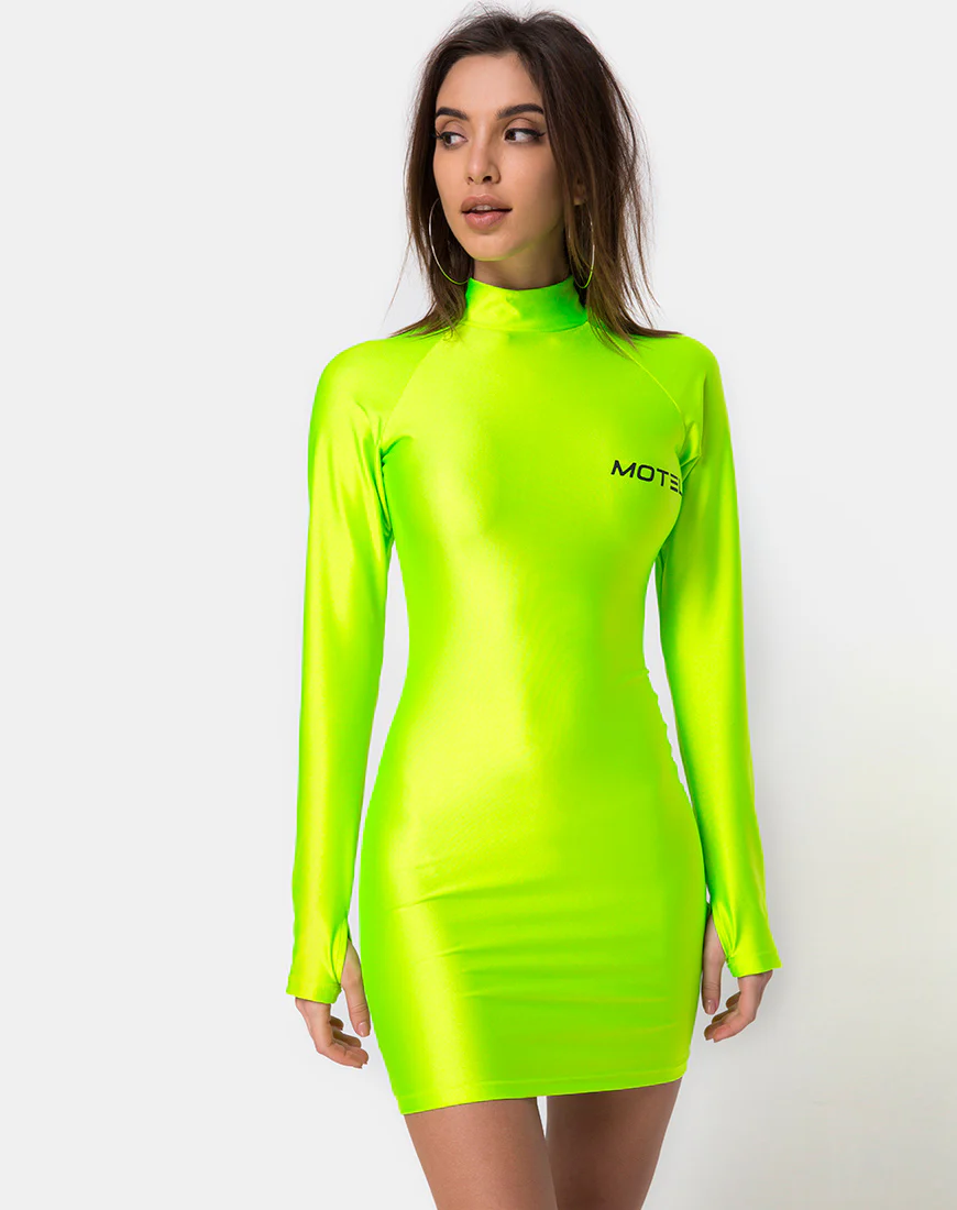 Anegan Bodycon Dress in Nylon Green Motel - Image 2