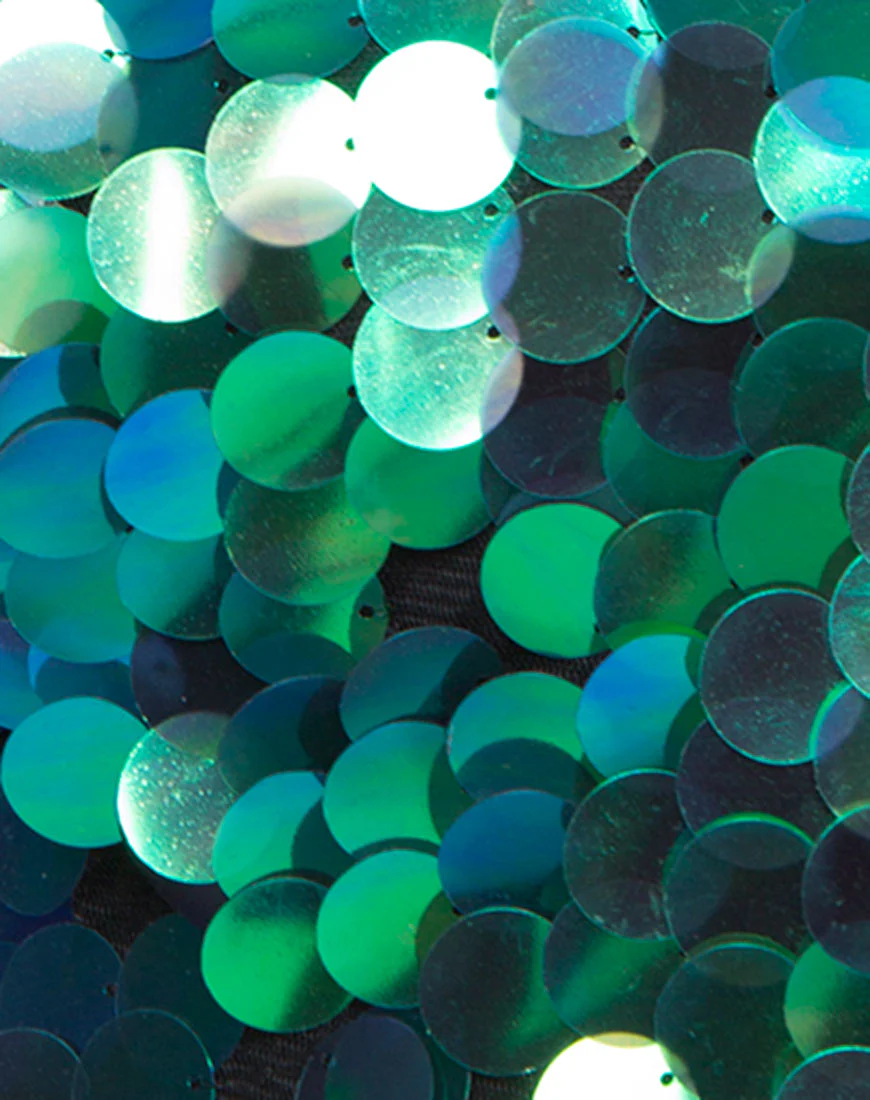 Angel Crop Top in Fishcale Disc Sequin Aqua Iridescent - Image 5