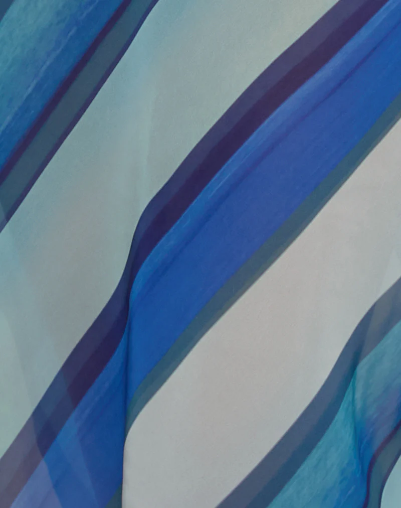 Anira Dress in Chiffon Painted Stripe Blue - Image 5