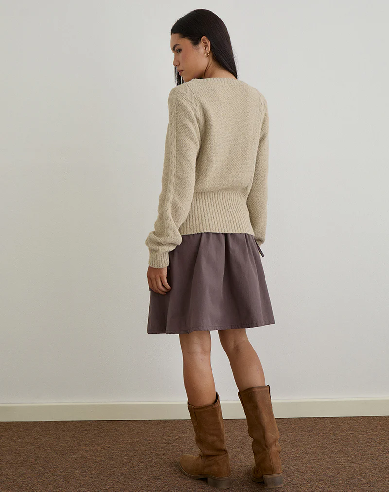 Anitra Cardigan in Cable Knit Beige - Image 6