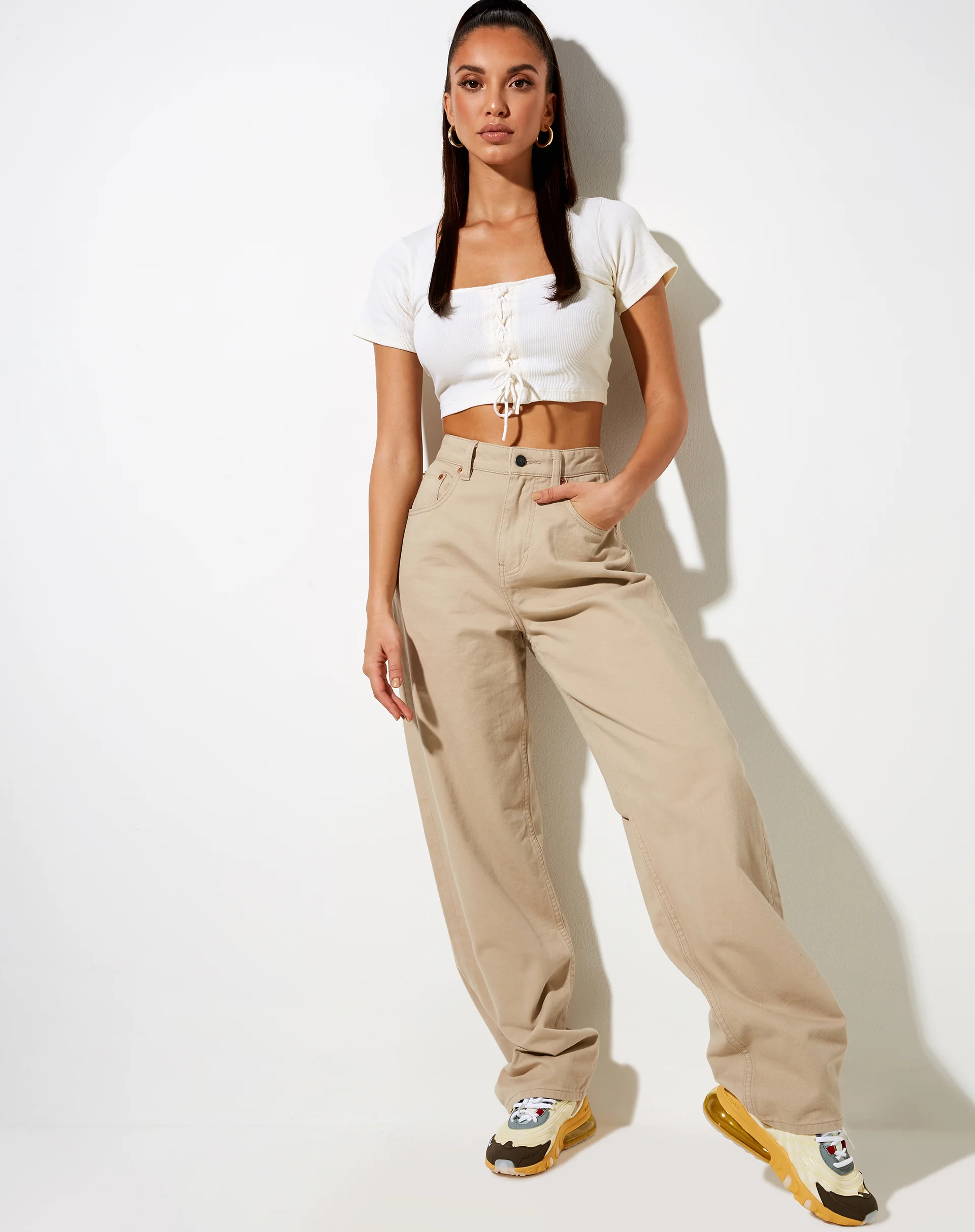 Anjali Crop Top in Rib Ivory - Image 3