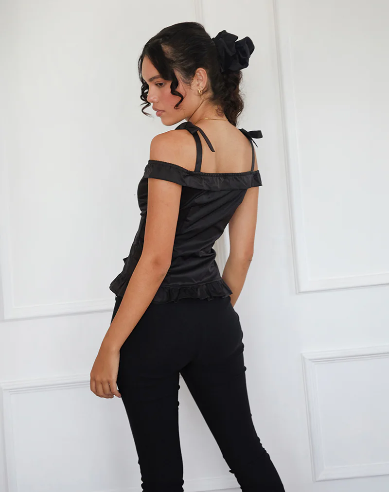 Anneli Frill Hem Top in Black - Image 4
