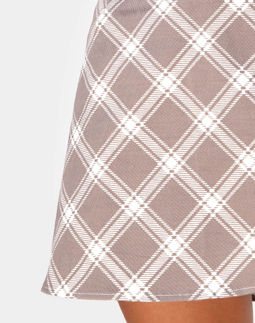 Annie Skirt in Grunge Check Taupe - Image 5