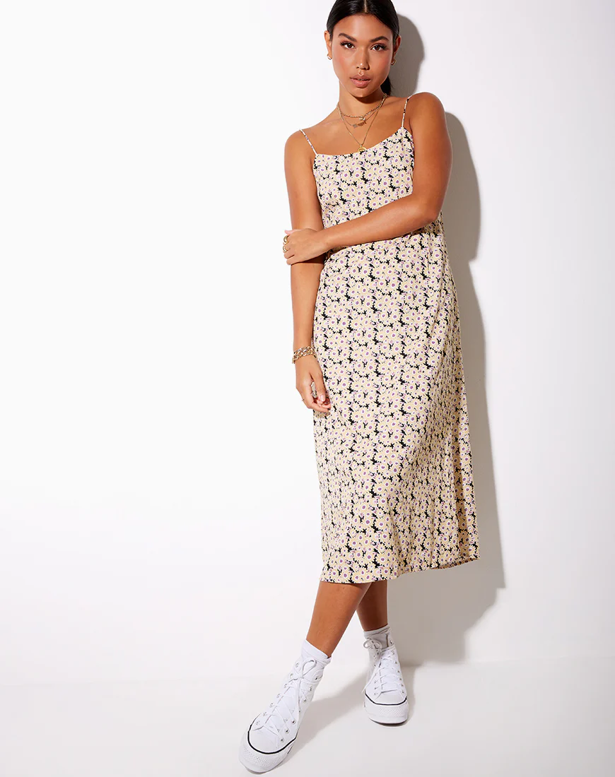 Anya Midi Dress in Daisy Day Cream - Image 3