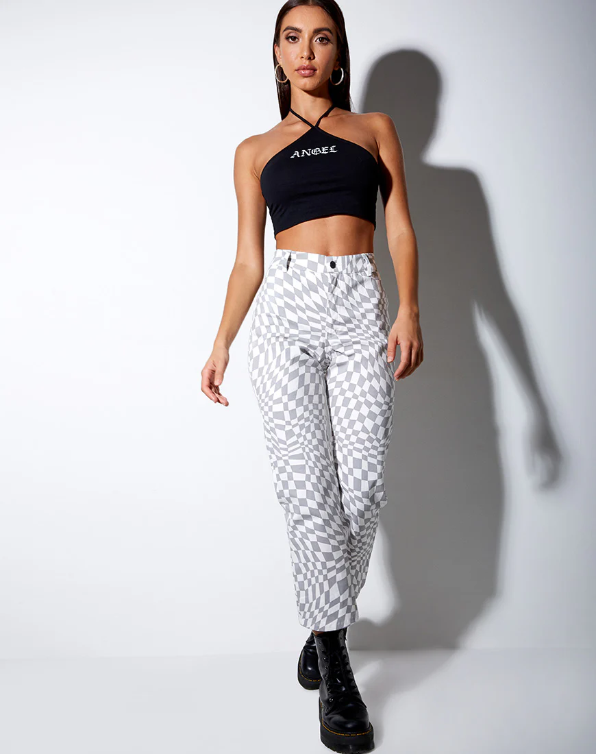 April Crop Top in Black 'Angel' in White - Image 4