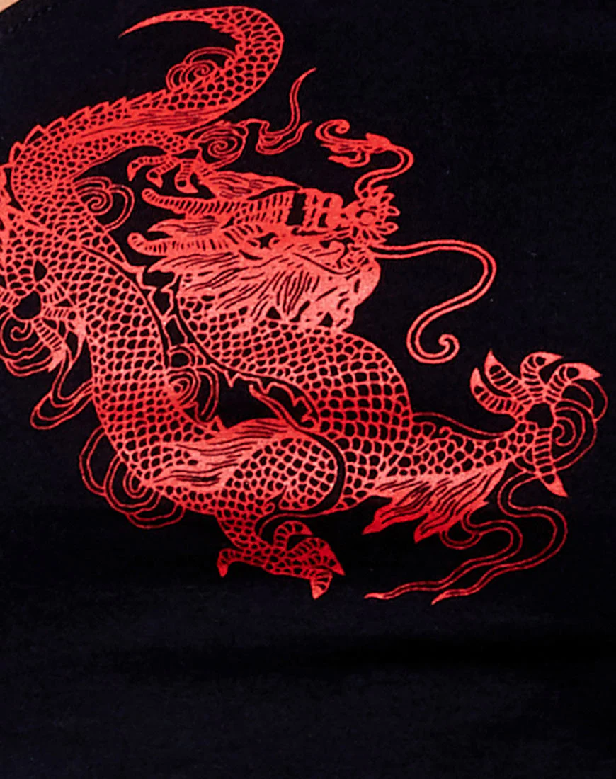 April Crop Top in Black 'Dragon' Red - Image 7
