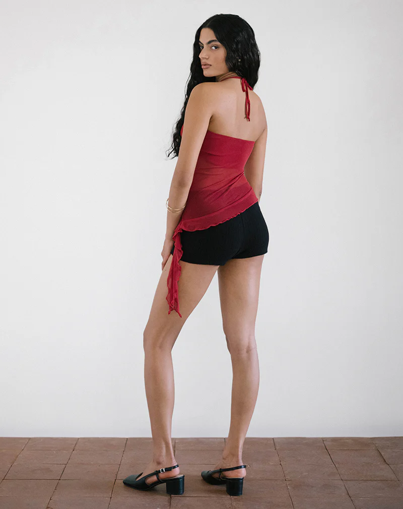 Arabella Halterneck Top in Mesh Cherry - Image 3