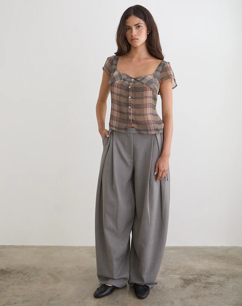 Arden Tie Waist Trouser in Tailoring Grey - Image 2