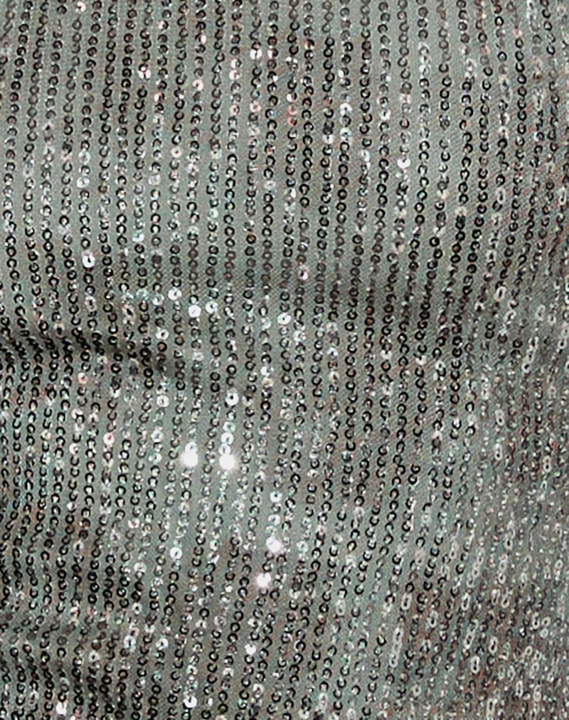 Argeila Halter Top in Green and Grey Sequin - Image 6
