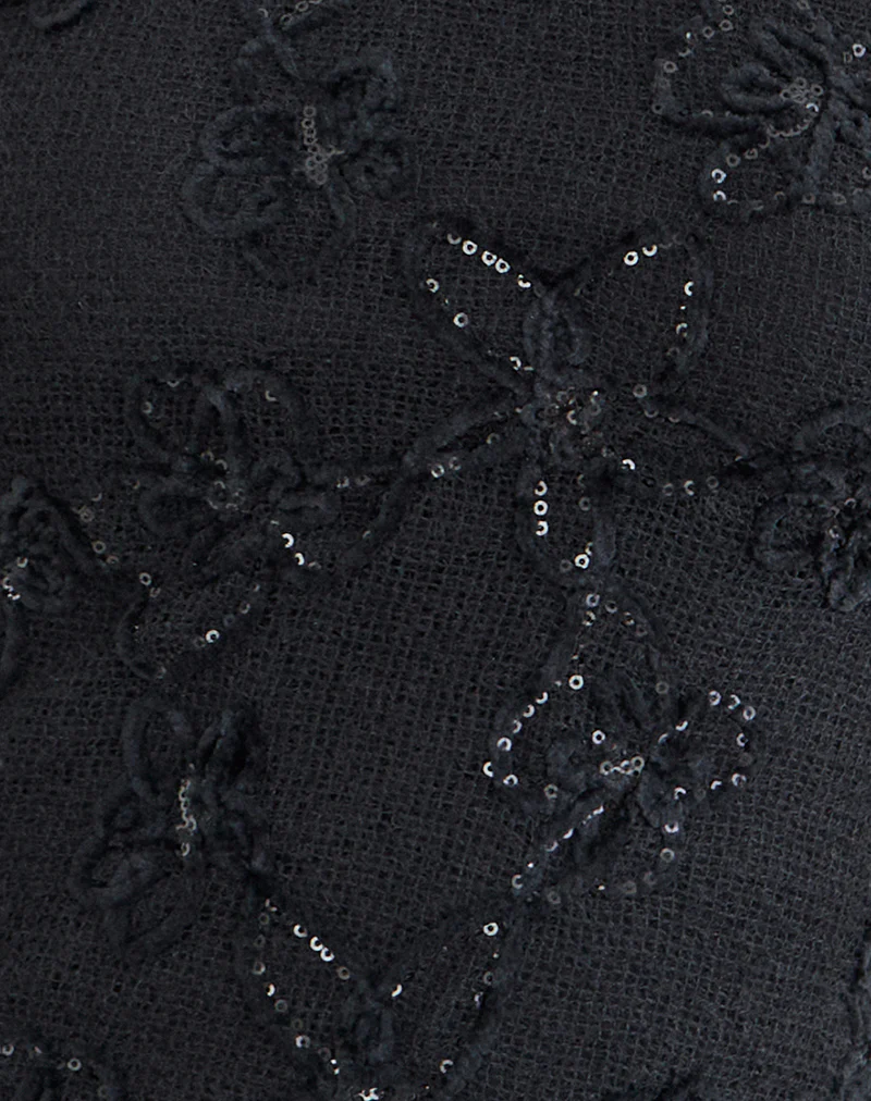 Argeila Halter Top in Sequin Knit Black - Image 5