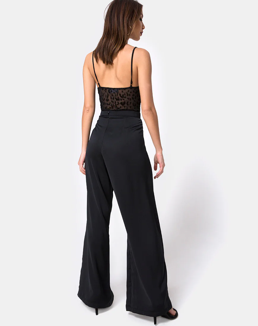 Ari Palazo Trouser in Satin Black - Image 2