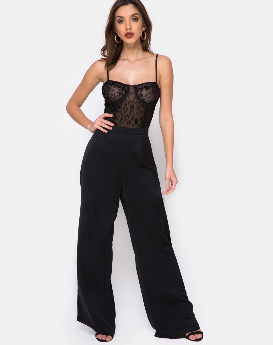 Ari Palazo Trouser in Satin Black - Image 3