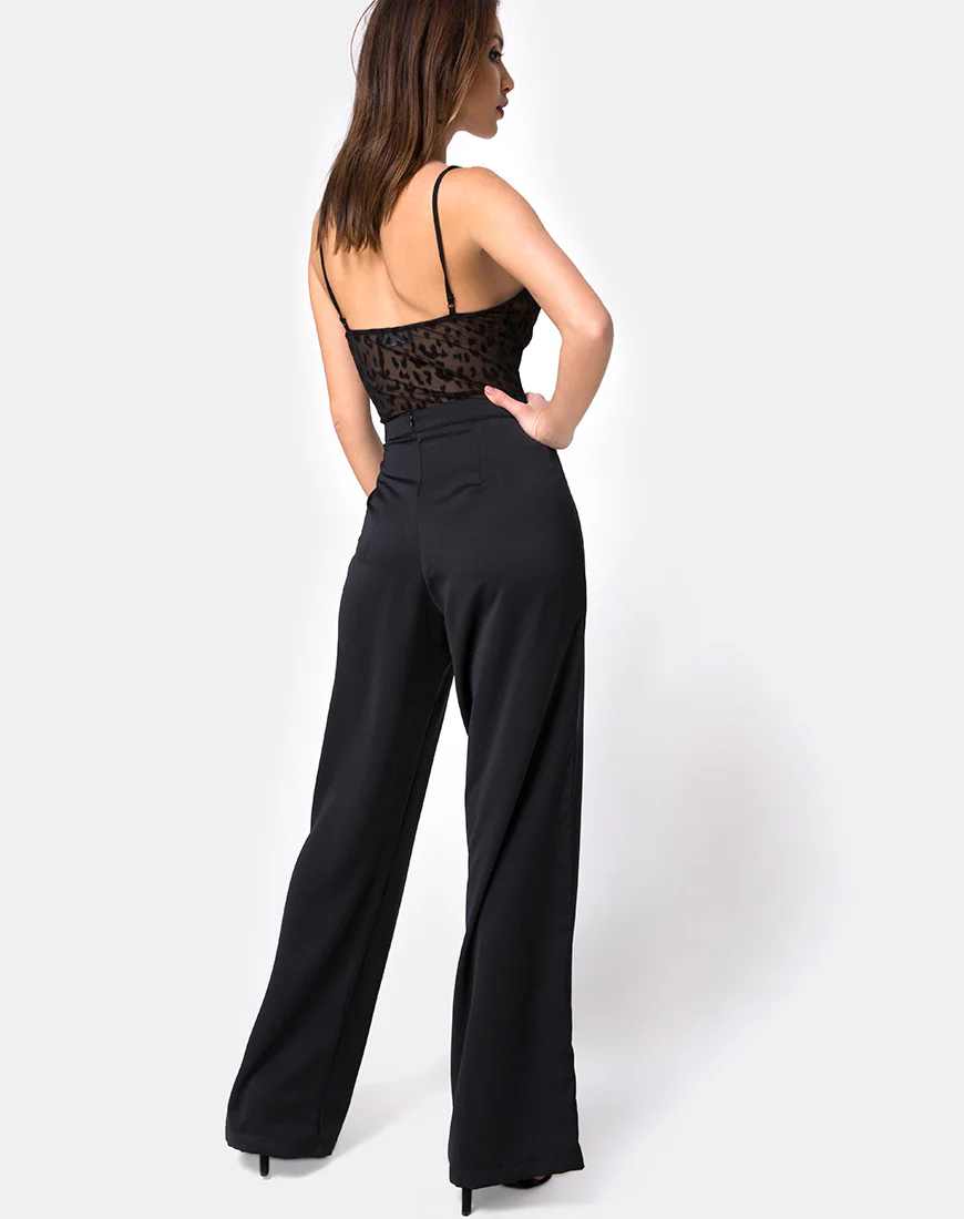 Ari Palazo Trouser in Satin Black - Image 4