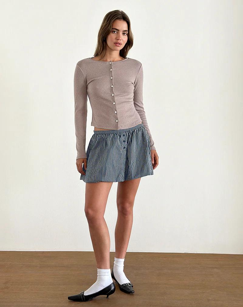 Arife Mini Skirt in Black and Grey Mono Stripe - Image 5