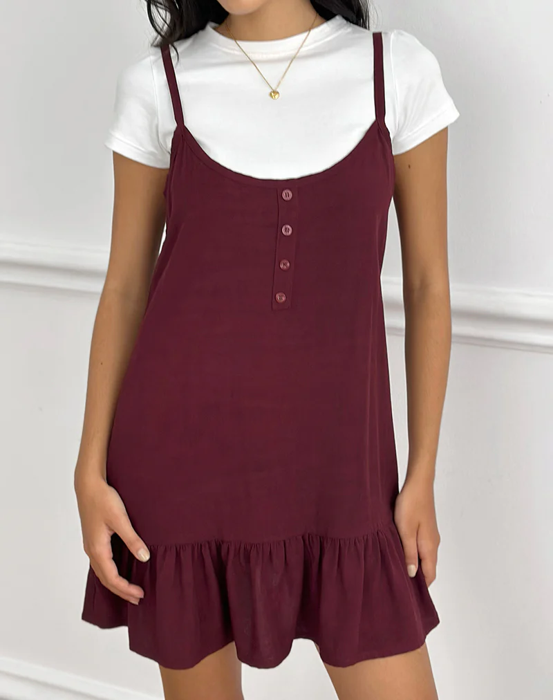 Arige Mini Dress in Maroon - Image 2