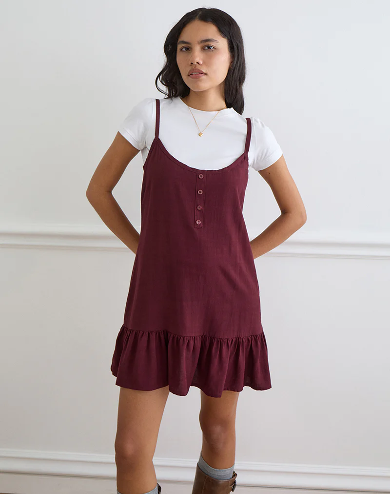 Arige Mini Dress in Maroon - Image 3